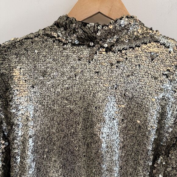 Alberto Makali Jacket Women Medium Gold Sequin Blazer Metallic New Years Holiday - Picture 6 of 12